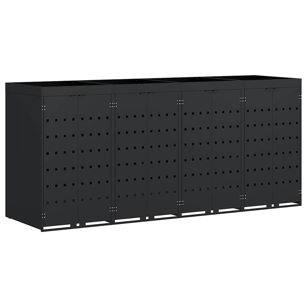 Wheelie Bin Storage for 4 Bins Black 272 x 77.5 x 121.5 cm