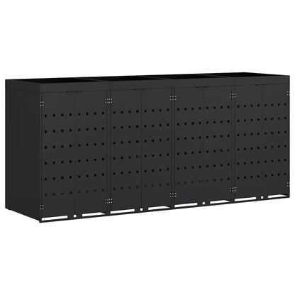 Wheelie Bin Storage for 4 Bins Black 272 x 77.5 x 121.5 cm