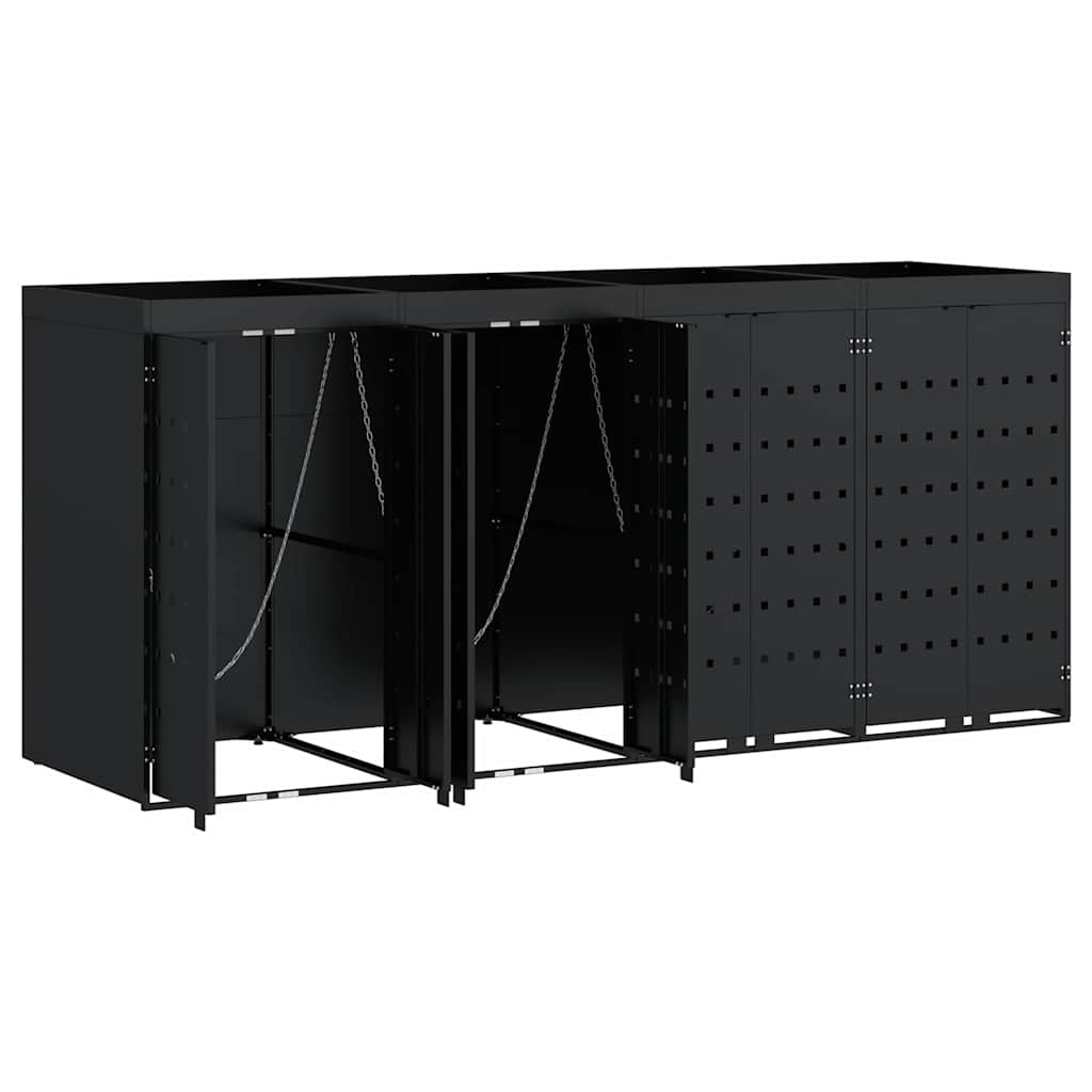Wheelie Bin Storage for 4 Bins Black 272 x 77.5 x 121.5 cm