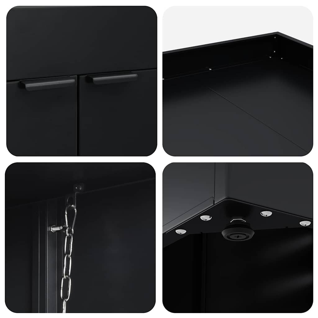 Wheelie Bin Storage for 5 Bins Black 340 x 77.5 x 121.5 cm