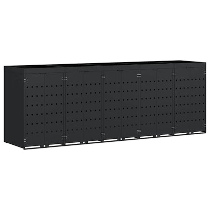 Wheelie Bin Storage for 5 Bins Black 340 x 77.5 x 121.5 cm