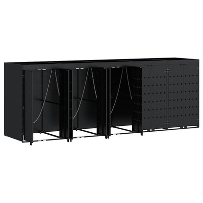 Wheelie Bin Storage for 5 Bins Black 340 x 77.5 x 121.5 cm