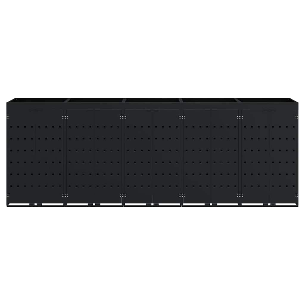 Wheelie Bin Storage for 5 Bins Black 340 x 77.5 x 121.5 cm
