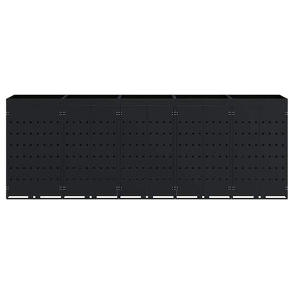 Wheelie Bin Storage for 5 Bins Black 340 x 77.5 x 121.5 cm