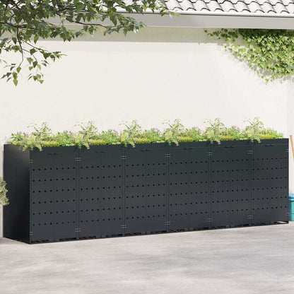Wheelie Bin Storage for 6 Bins Black 408 x 77.5 x 121.5 cm