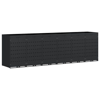 Wheelie Bin Storage for 6 Bins Black 408 x 77.5 x 121.5 cm