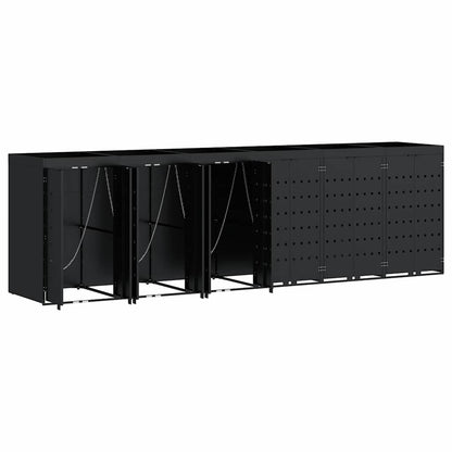 Wheelie Bin Storage for 6 Bins Black 408 x 77.5 x 121.5 cm