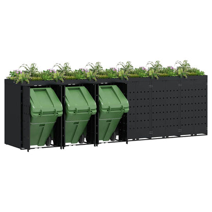 Wheelie Bin Storage for 6 Bins Black 408 x 77.5 x 121.5 cm