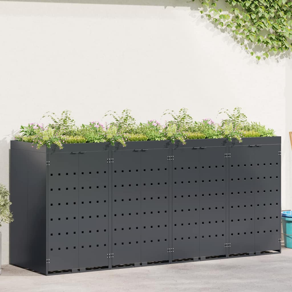 Wheelie Bin Storage for 4 Bins Anthracite 272 x 77.5 x 121.5 cm