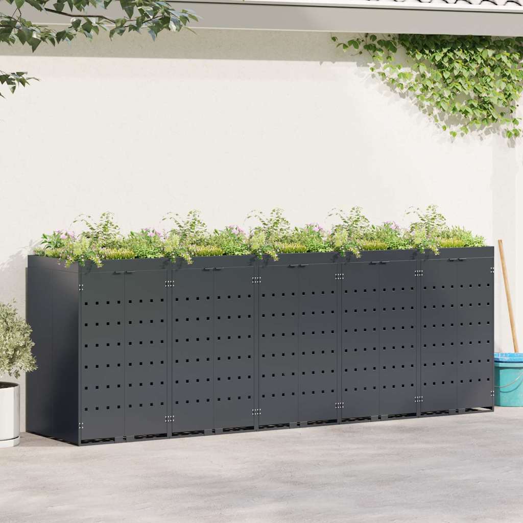 Wheelie Bin Storage for 5 Bins Anthracite 340 x 77.5 x 121.5 cm