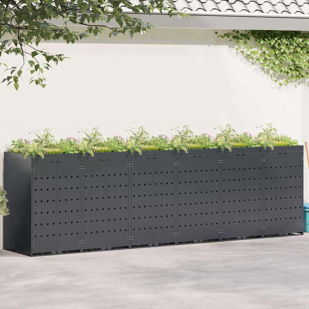 Wheelie Bin Storage for 6 Bins Anthracite 408 x 77.5 x 121.5 cm