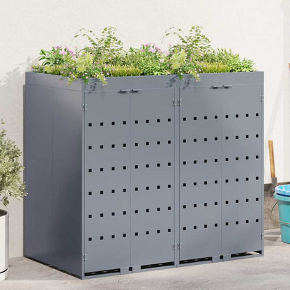 Wheelie Bin Storage for 2 Bins Light Grey 136 x 77.5 x 121.5 cm
