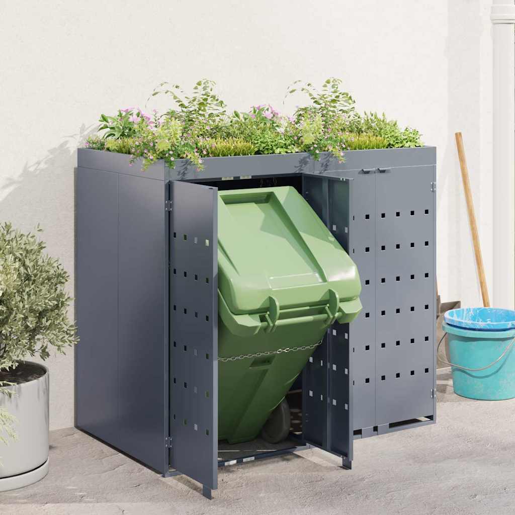 Wheelie Bin Storage for 2 Bins Light Grey 136 x 77.5 x 121.5 cm