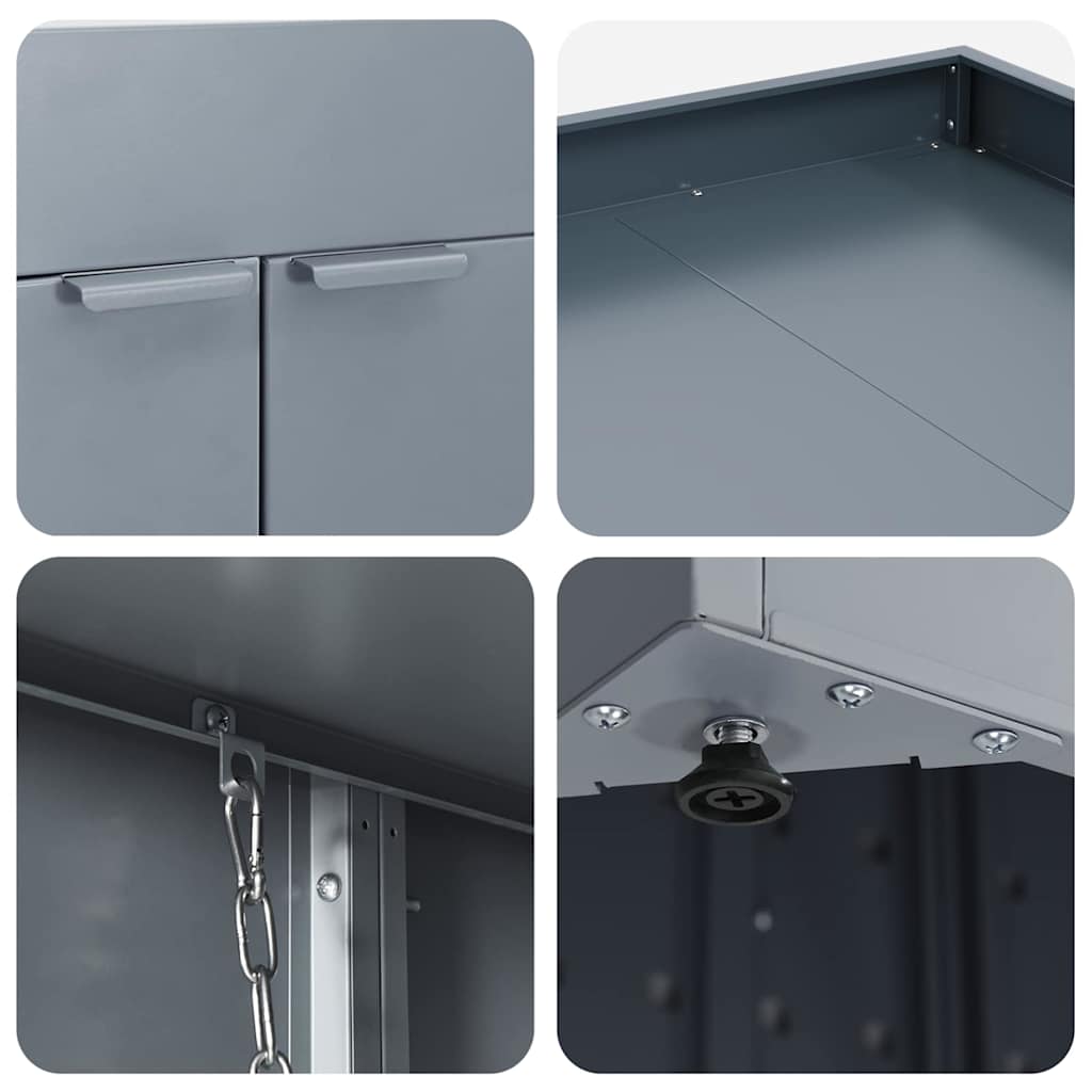 Wheelie Bin Storage for 3 Bins Light Grey 204 x 77.5 x 121.5 cm