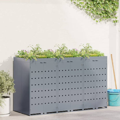 Wheelie Bin Storage for 3 Bins Light Grey 204 x 77.5 x 121.5 cm