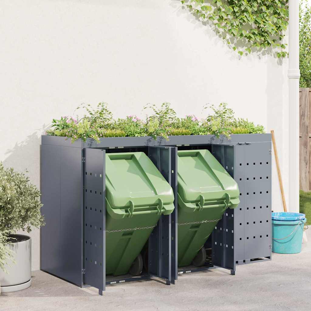 Wheelie Bin Storage for 3 Bins Light Grey 204 x 77.5 x 121.5 cm