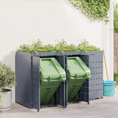 Wheelie Bin Storage for 3 Bins Light Grey 204 x 77.5 x 121.5 cm