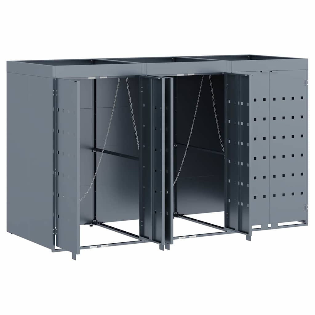 Wheelie Bin Storage for 3 Bins Light Grey 204 x 77.5 x 121.5 cm