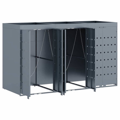 Wheelie Bin Storage for 3 Bins Light Grey 204 x 77.5 x 121.5 cm