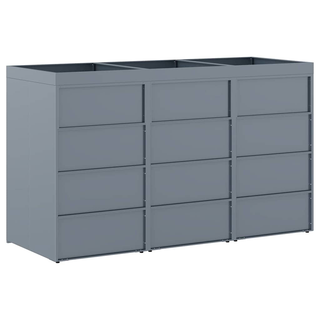 Wheelie Bin Storage for 3 Bins Light Grey 204 x 77.5 x 121.5 cm