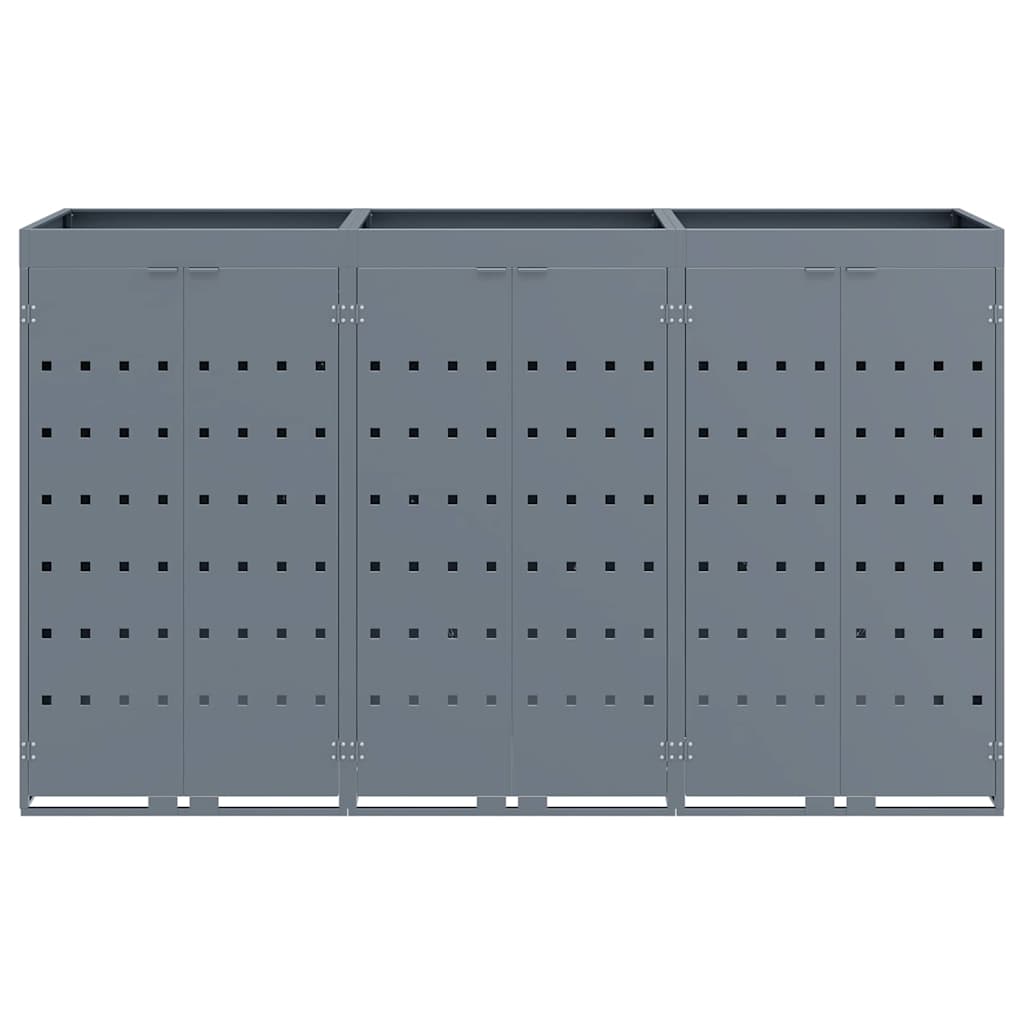 Wheelie Bin Storage for 3 Bins Light Grey 204 x 77.5 x 121.5 cm