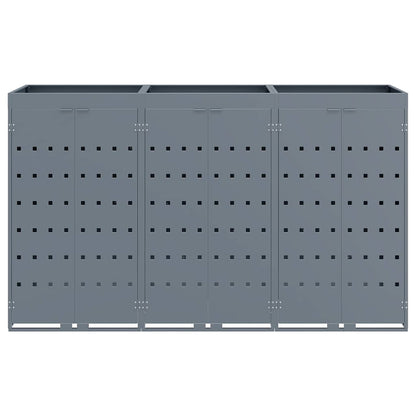 Wheelie Bin Storage for 3 Bins Light Grey 204 x 77.5 x 121.5 cm