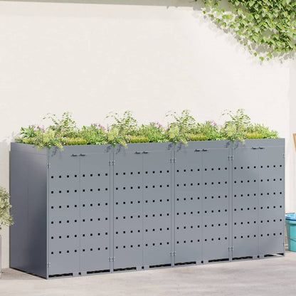 Wheelie Bin Storage for 4 Bins Light Grey 272 x 77.5 x 121.5 cm