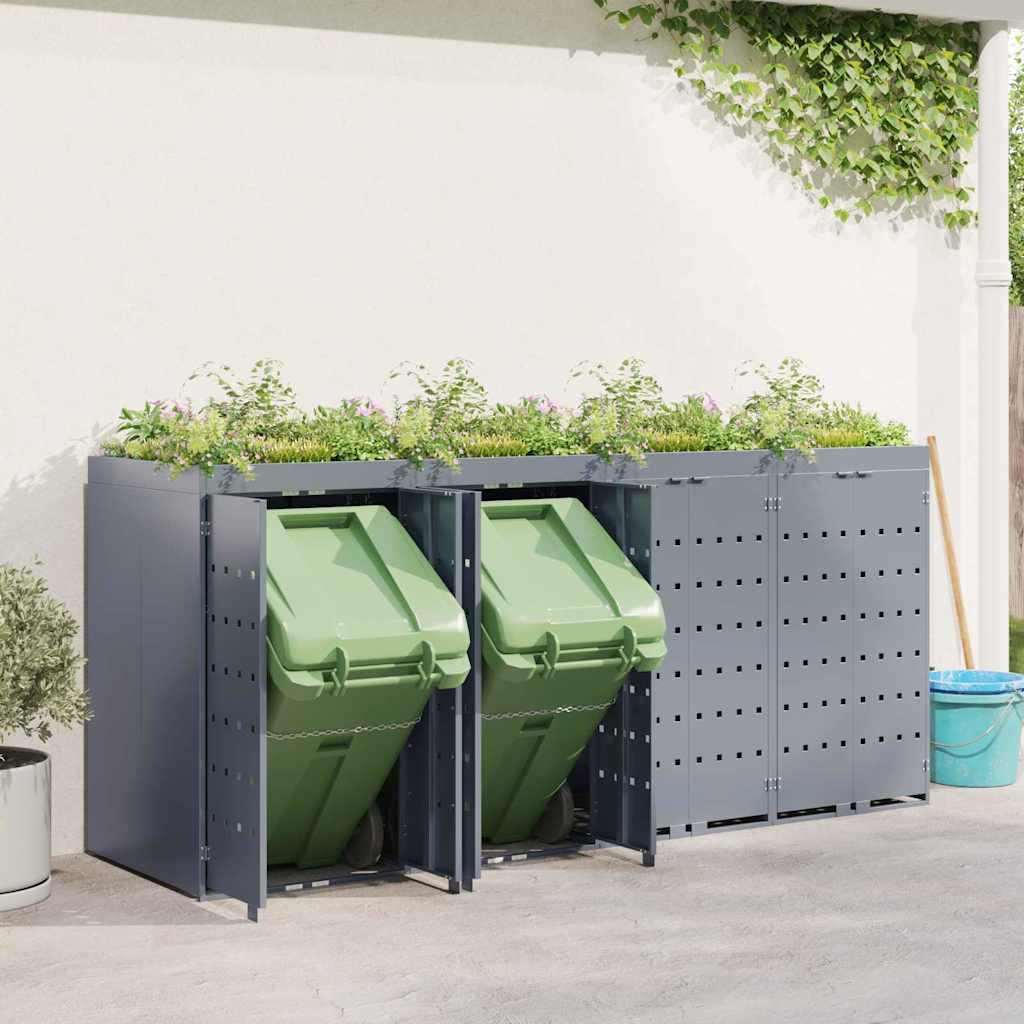 Wheelie Bin Storage for 4 Bins Light Grey 272 x 77.5 x 121.5 cm