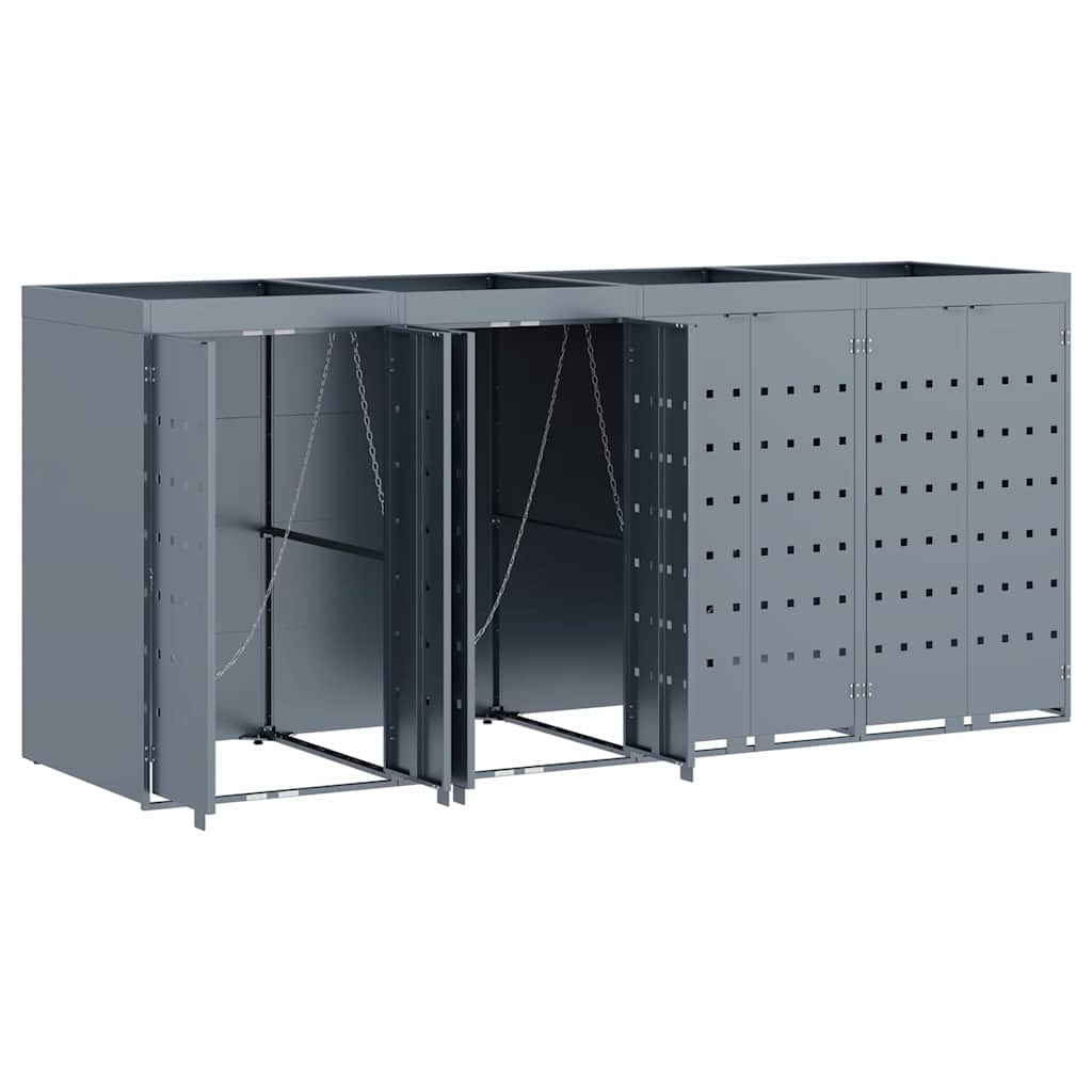 Wheelie Bin Storage for 4 Bins Light Grey 272 x 77.5 x 121.5 cm