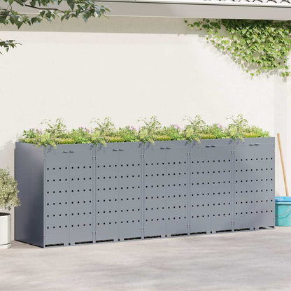 Wheelie Bin Storage for 5 Bins Light Grey 340 x 77.5 x 121.5 cm