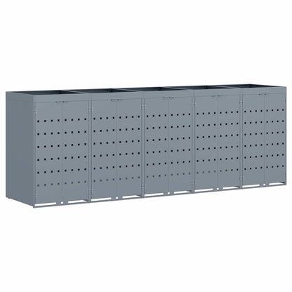 Wheelie Bin Storage for 5 Bins Light Grey 340 x 77.5 x 121.5 cm