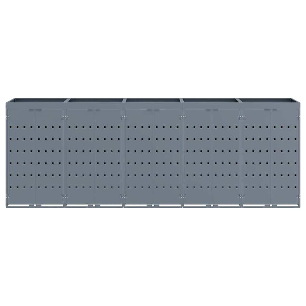 Wheelie Bin Storage for 5 Bins Light Grey 340 x 77.5 x 121.5 cm
