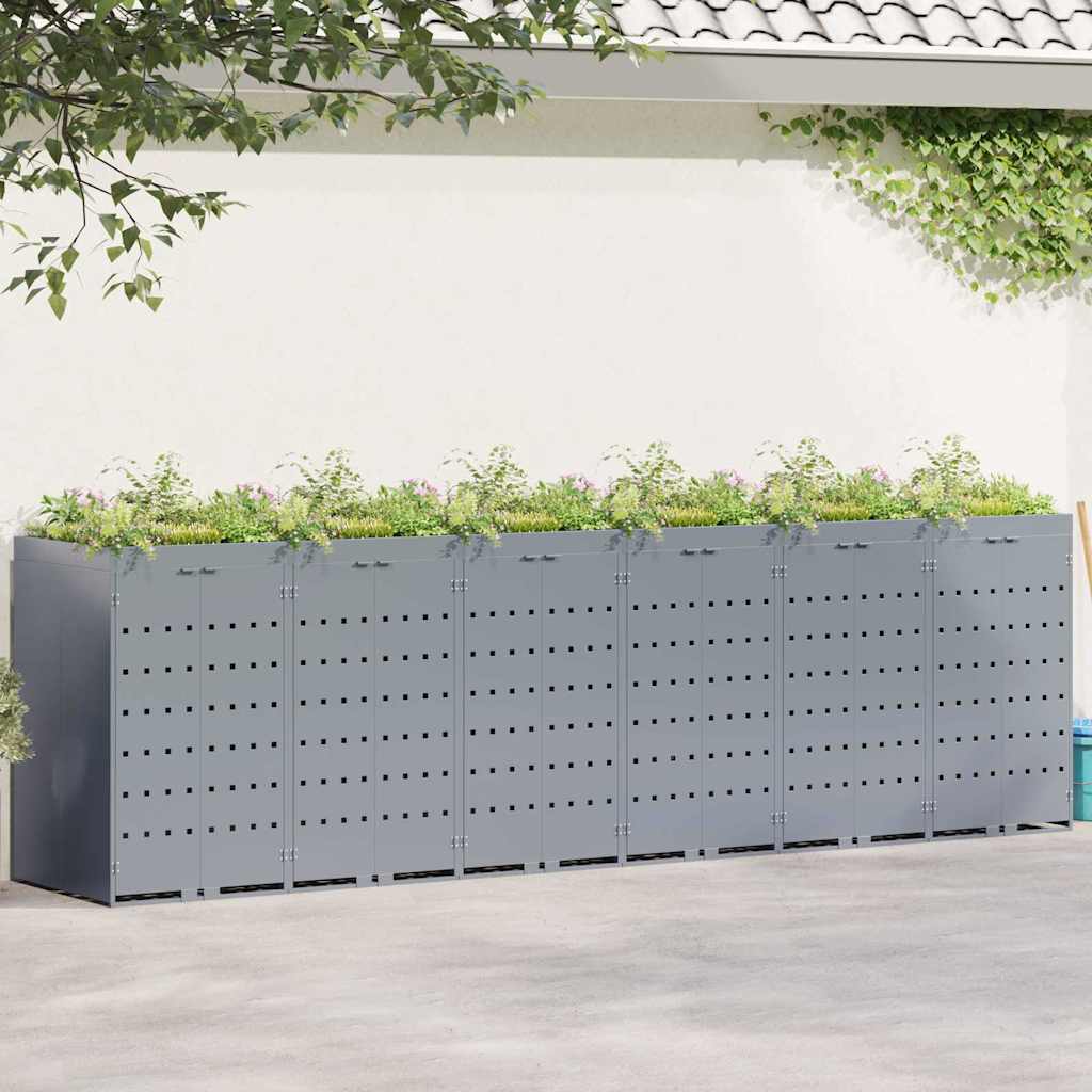 Wheelie Bin Storage for 6 Bins Light Grey 408 x 77.5 x 121.5 cm