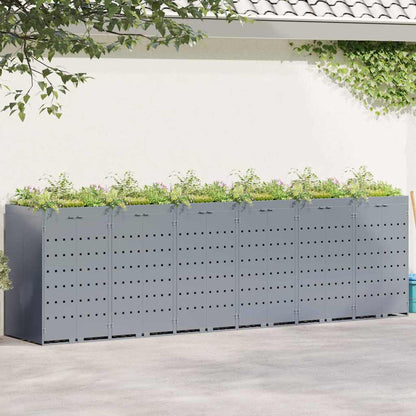 Wheelie Bin Storage for 6 Bins Light Grey 408 x 77.5 x 121.5 cm