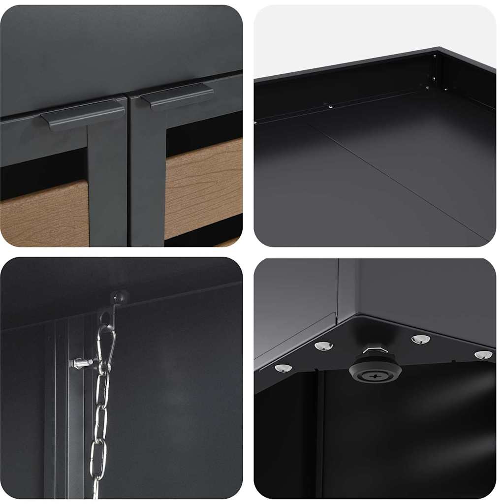 Wheelie Bin Storage for 3 Bins Anthracite 204 x 77.5 x 121.5 cm
