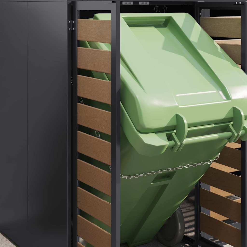 Wheelie Bin Storage for 3 Bins Anthracite 204 x 77.5 x 121.5 cm