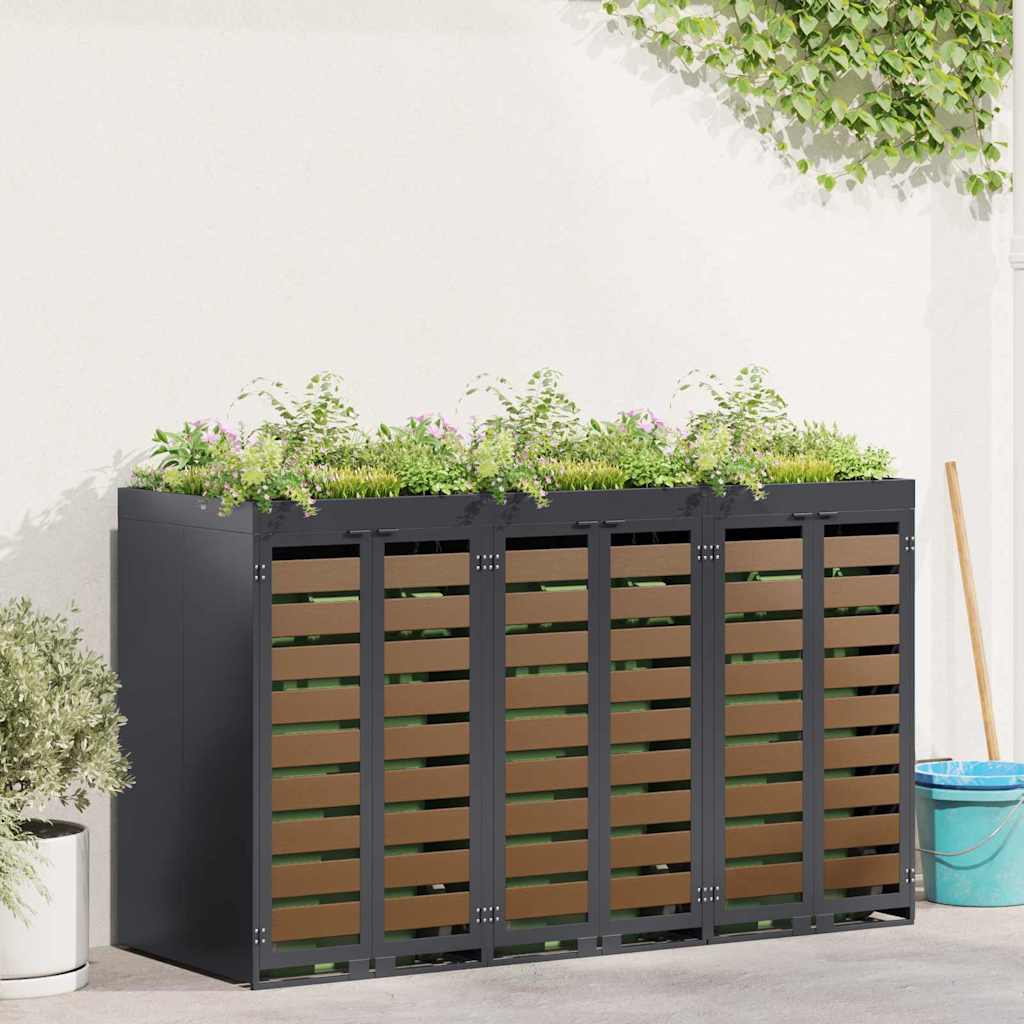Wheelie Bin Storage for 3 Bins Anthracite 204 x 77.5 x 121.5 cm
