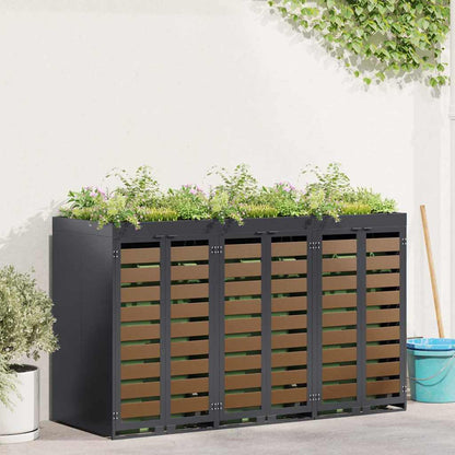 Wheelie Bin Storage for 3 Bins Anthracite 204 x 77.5 x 121.5 cm