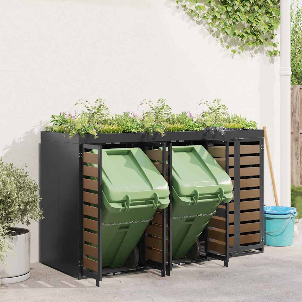 Wheelie Bin Storage for 3 Bins Anthracite 204 x 77.5 x 121.5 cm