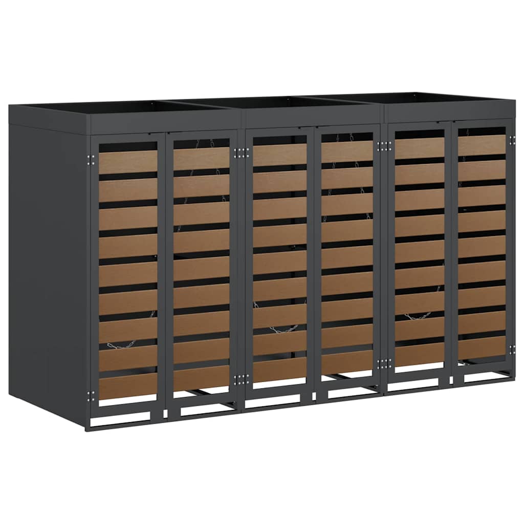 Wheelie Bin Storage for 3 Bins Anthracite 204 x 77.5 x 121.5 cm