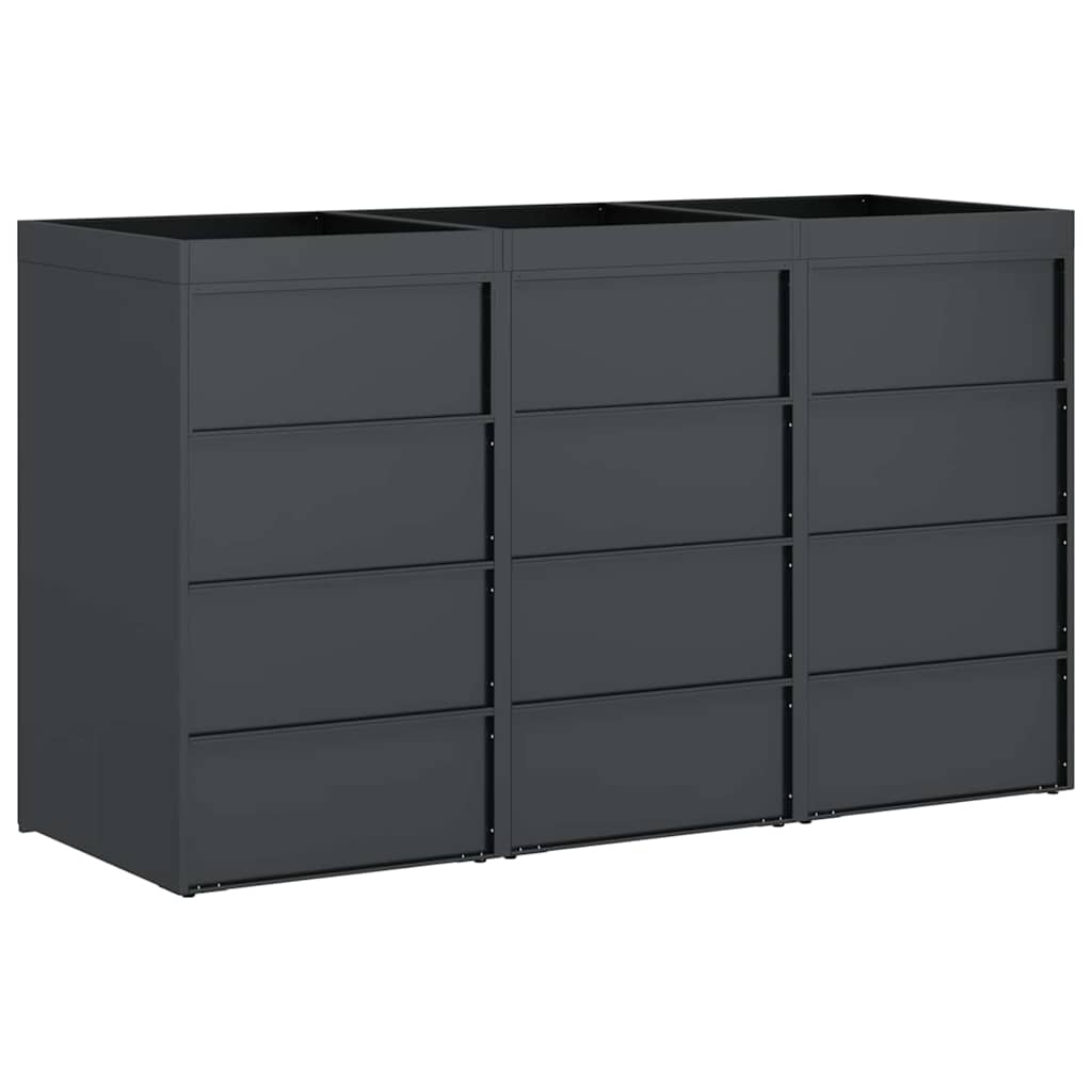 Wheelie Bin Storage for 3 Bins Anthracite 204 x 77.5 x 121.5 cm