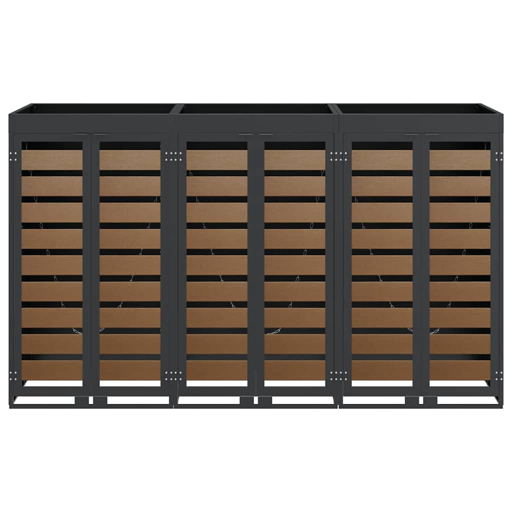 Wheelie Bin Storage for 3 Bins Anthracite 204 x 77.5 x 121.5 cm