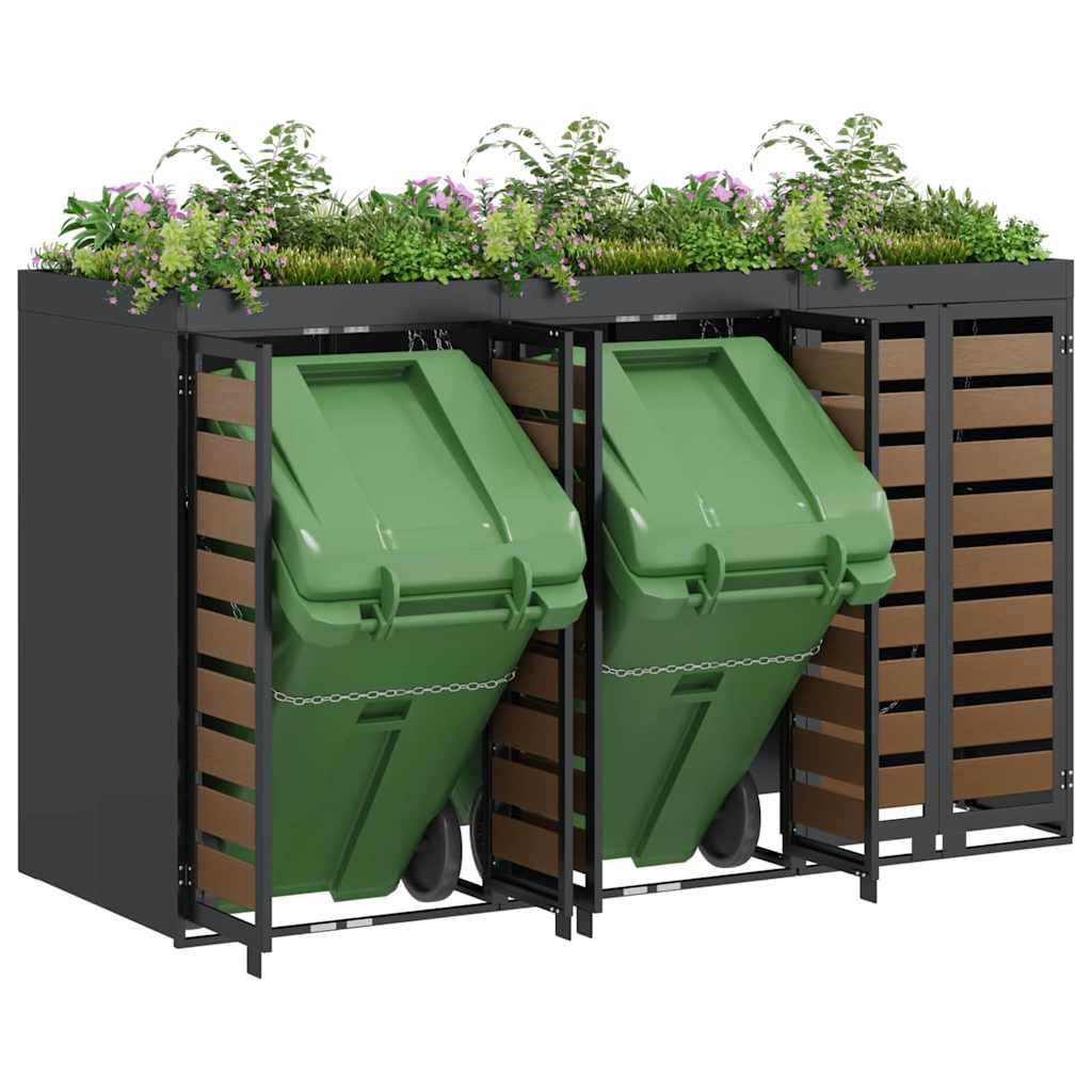 Wheelie Bin Storage for 3 Bins Anthracite 204 x 77.5 x 121.5 cm