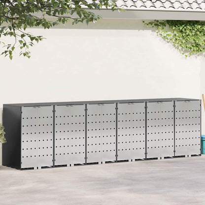 Wheelie Bin Storage for 6 Bins Stainless Steel Anthracite