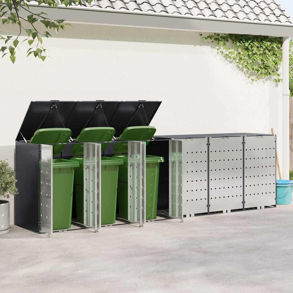 Wheelie Bin Storage for 6 Bins Stainless Steel Anthracite