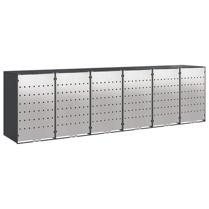 Wheelie Bin Storage for 6 Bins Stainless Steel Anthracite
