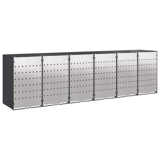 Wheelie Bin Storage for 6 Bins Stainless Steel Anthracite