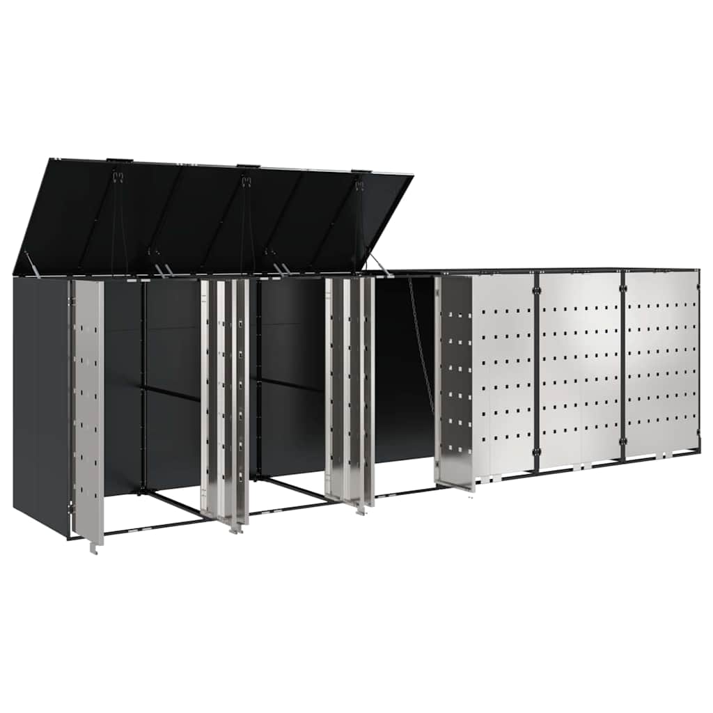 Wheelie Bin Storage for 6 Bins Stainless Steel Anthracite