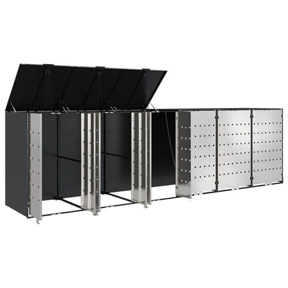 Wheelie Bin Storage for 6 Bins Stainless Steel Anthracite