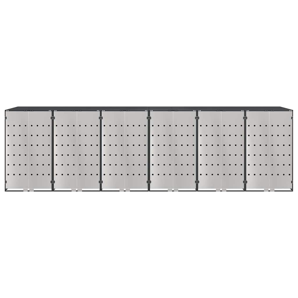 Wheelie Bin Storage for 6 Bins Stainless Steel Anthracite